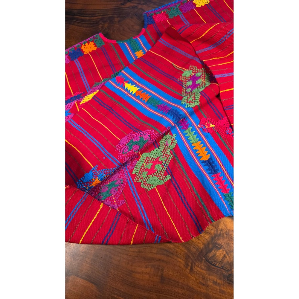 Vintage Guatemalan Huipil Handwoven Embroidered Mayan Boho Textile - Picture 8 of 8